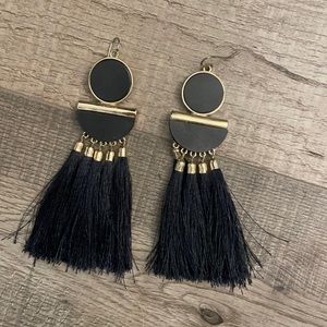 Black Fringe Statement Earrings